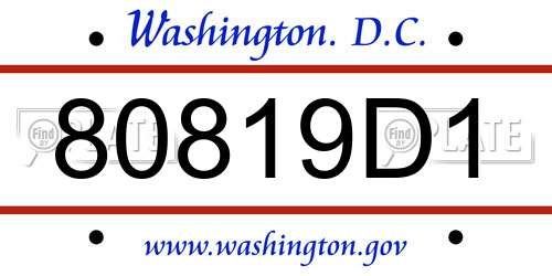 80819D1 District Of Columbia License Plate