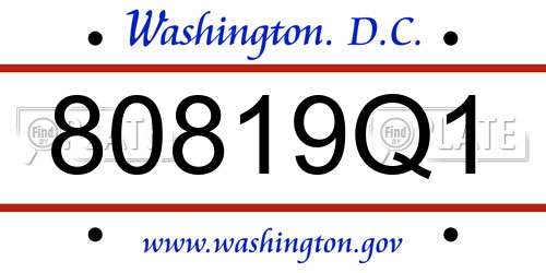 80819Q1 District Of Columbia License Plate