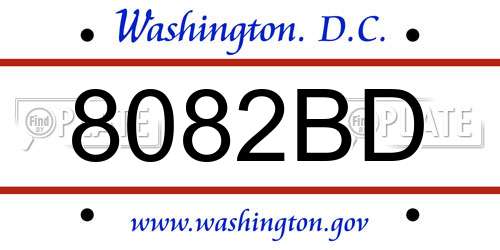 8082BD District Of Columbia License Plate