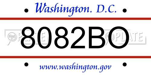 8082BO District Of Columbia License Plate