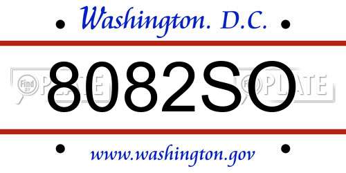 8082SO District Of Columbia License Plate