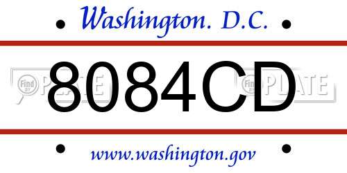 8084CD District Of Columbia License Plate