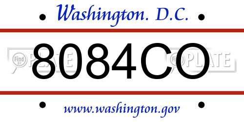 8084CO District Of Columbia License Plate