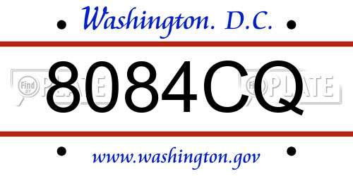 8084CQ District Of Columbia License Plate