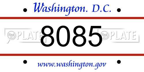 8085 District Of Columbia License Plate