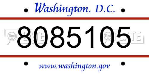 8085105 District Of Columbia License Plate