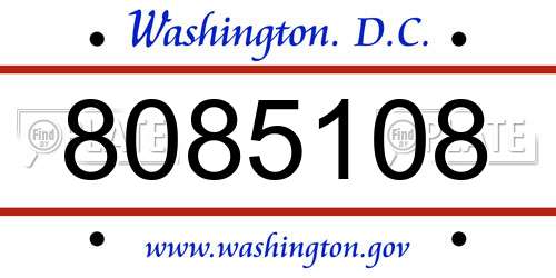 8085108 District Of Columbia License Plate