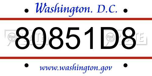 80851D8 District Of Columbia License Plate