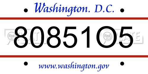 80851O5 District Of Columbia License Plate