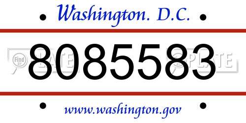 8085583 District Of Columbia License Plate
