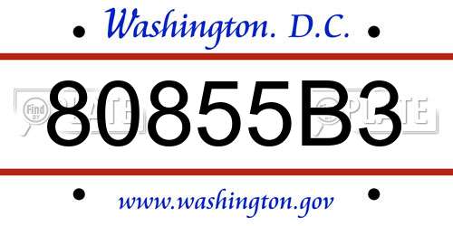 80855B3 District Of Columbia License Plate
