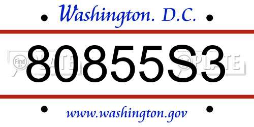 80855S3 District Of Columbia License Plate