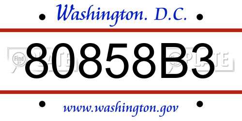 80858B3 District Of Columbia License Plate