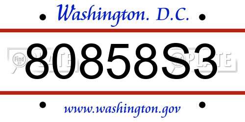 80858S3 District Of Columbia License Plate
