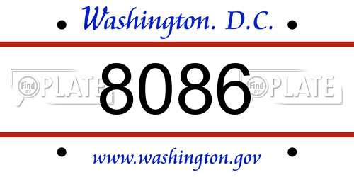 8086 District Of Columbia License Plate