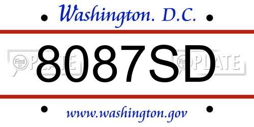 8087SD District Of Columbia License Plate