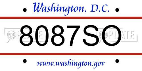 8087SO District Of Columbia License Plate