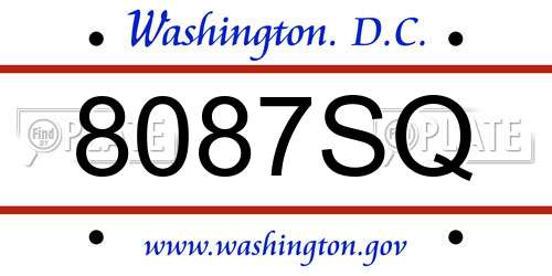 8087SQ District Of Columbia License Plate
