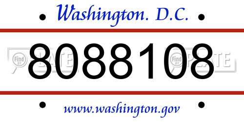8088108 District Of Columbia License Plate
