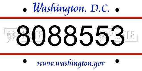 8088553 District Of Columbia License Plate