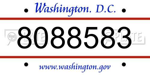 8088583 District Of Columbia License Plate