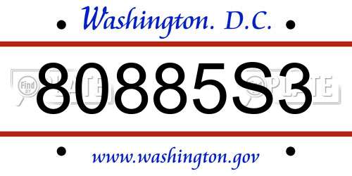 80885S3 District Of Columbia License Plate