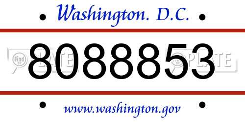 8088853 District Of Columbia License Plate