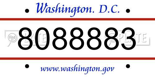 8088883 District Of Columbia License Plate