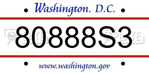 80888S3 District Of Columbia License Plate