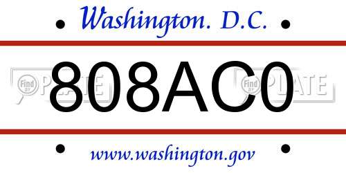 808AC0 District Of Columbia License Plate