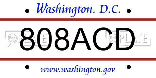 808ACD District Of Columbia License Plate
