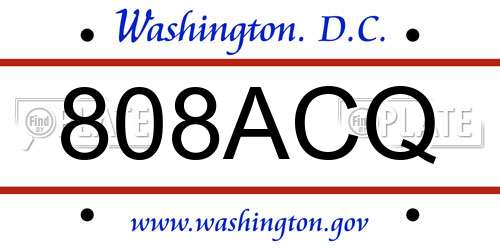 808ACQ District Of Columbia License Plate