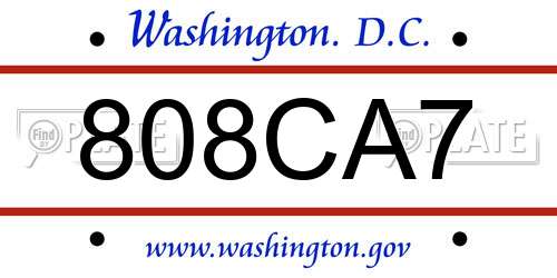 808CA7 District Of Columbia License Plate