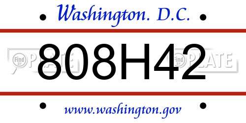 808H42 District Of Columbia License Plate