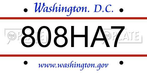 808HA7 District Of Columbia License Plate