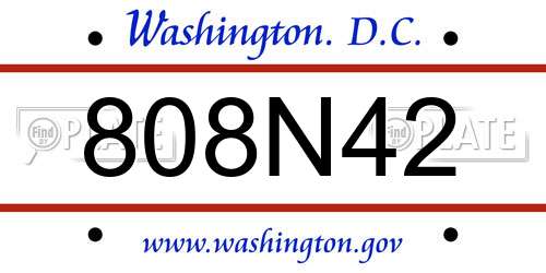 808N42 District Of Columbia License Plate