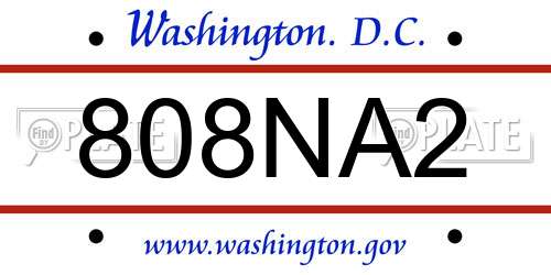 808NA2 District Of Columbia License Plate