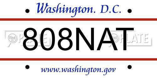 808NAT District Of Columbia License Plate