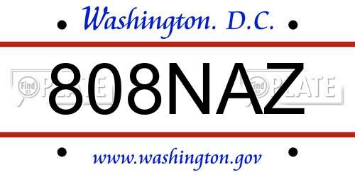 808NAZ District Of Columbia License Plate