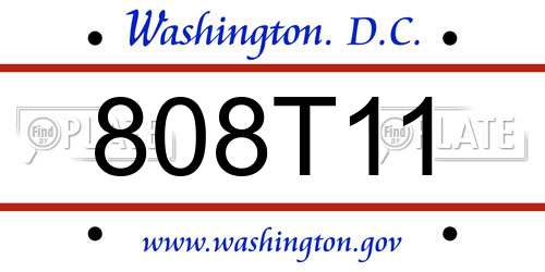 808T11 District Of Columbia License Plate