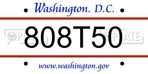 808T50 District Of Columbia License Plate