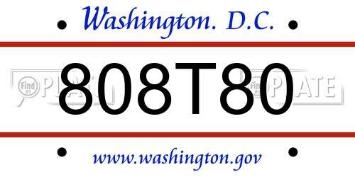 808T80 District Of Columbia License Plate