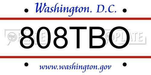 808TBO District Of Columbia License Plate