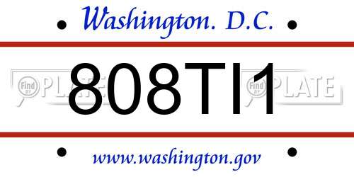 808TI1 District Of Columbia License Plate