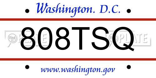 808TSQ District Of Columbia License Plate