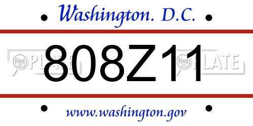 808Z11 District Of Columbia License Plate