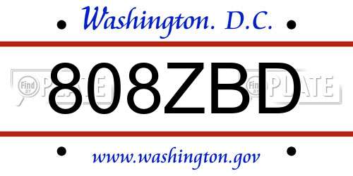 808ZBD District Of Columbia License Plate