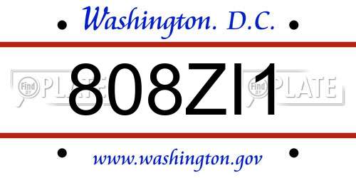 808ZI1 District Of Columbia License Plate