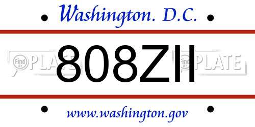 808ZII District Of Columbia License Plate