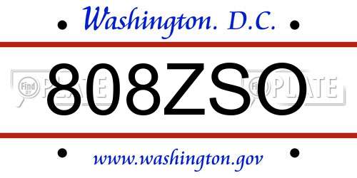 808ZSO District Of Columbia License Plate